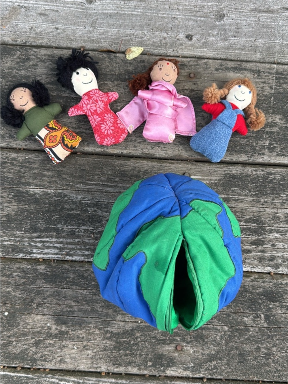Plush World People Dolls Inside Globe that Zips — From Pier One
